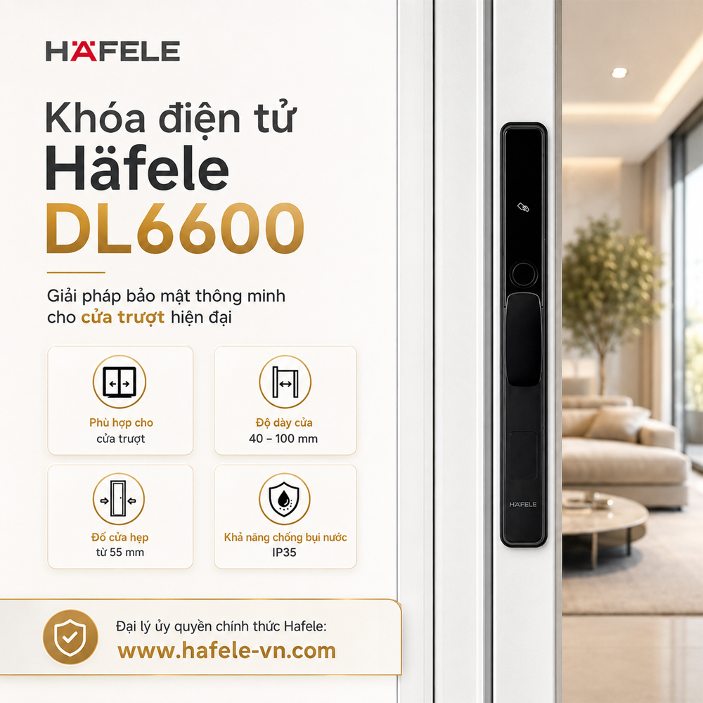 Khóa điện tử Häfele DL6600 cửa trượt mã 912.20.144 màu đen