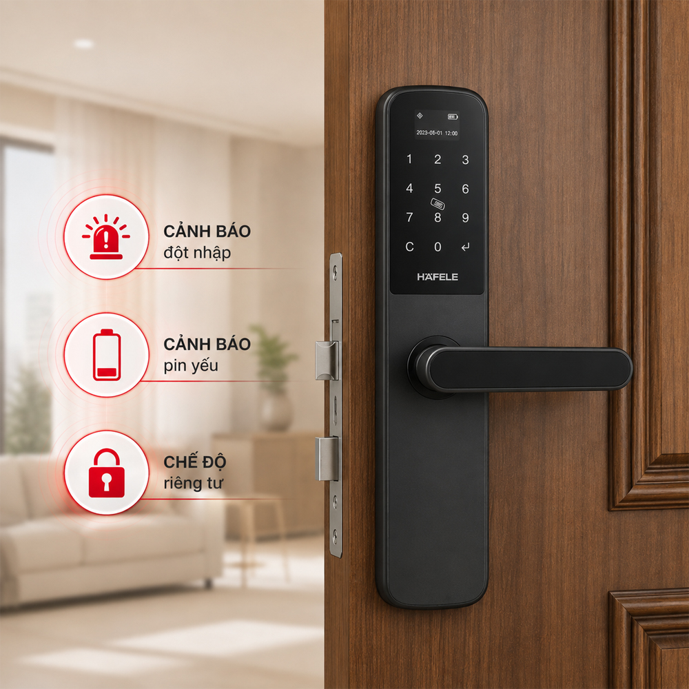 Cảnh báo đột nhập cảnh báo pin yếu và chế độ riêng tư trên Häfele DL6000