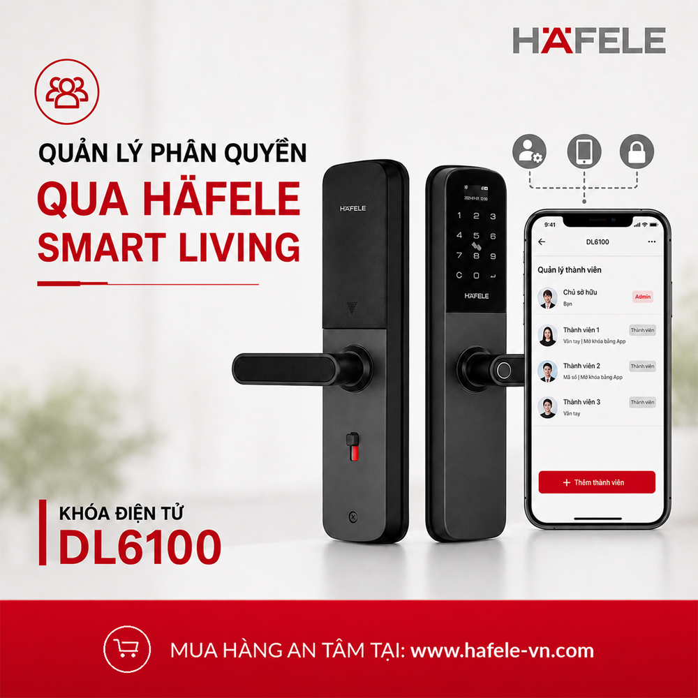 Ứng dụng Häfele Smart Living quản lý khóa DL6100