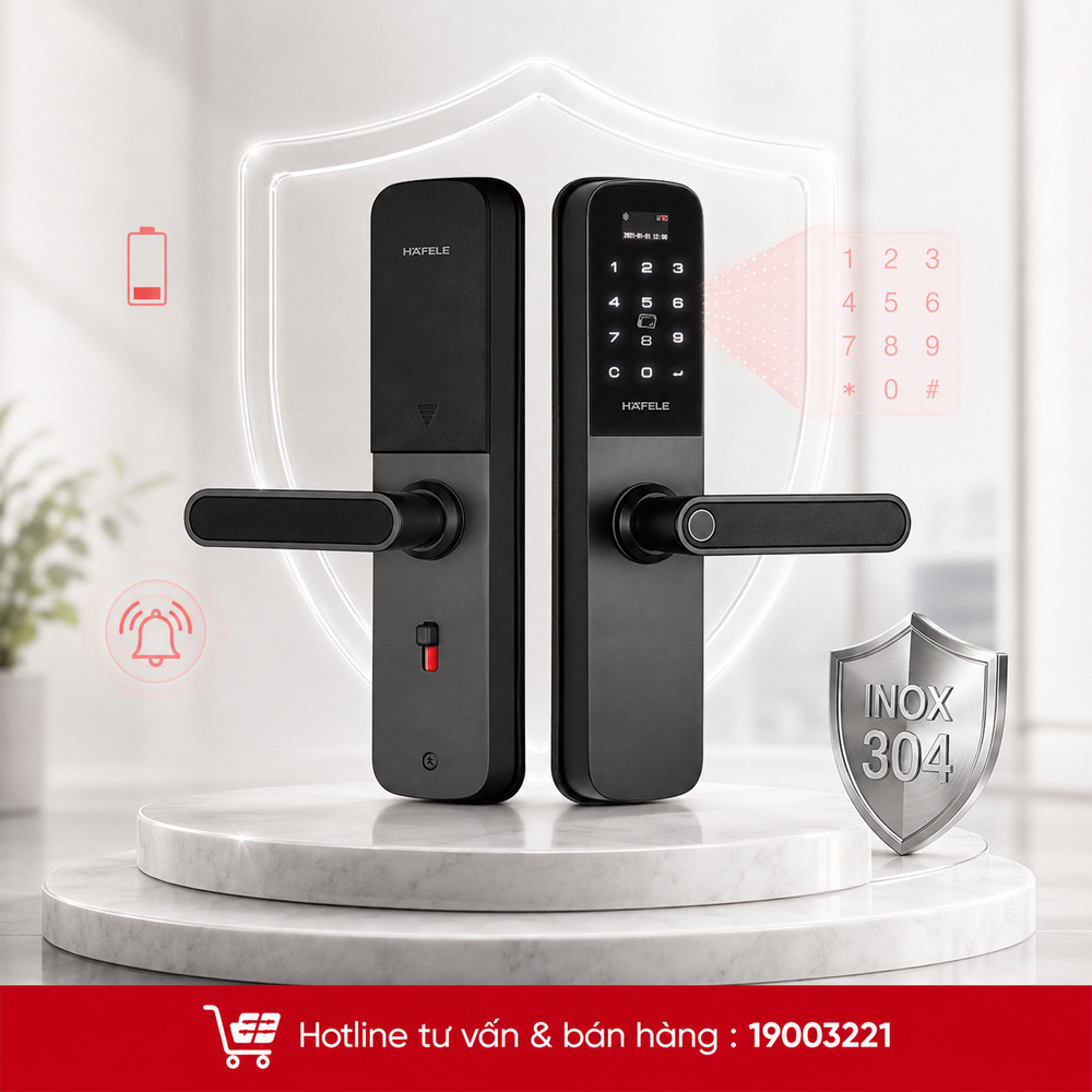 Mật mã ảo cảnh báo đột nhập và cảnh báo pin yếu trên Häfele DL6100