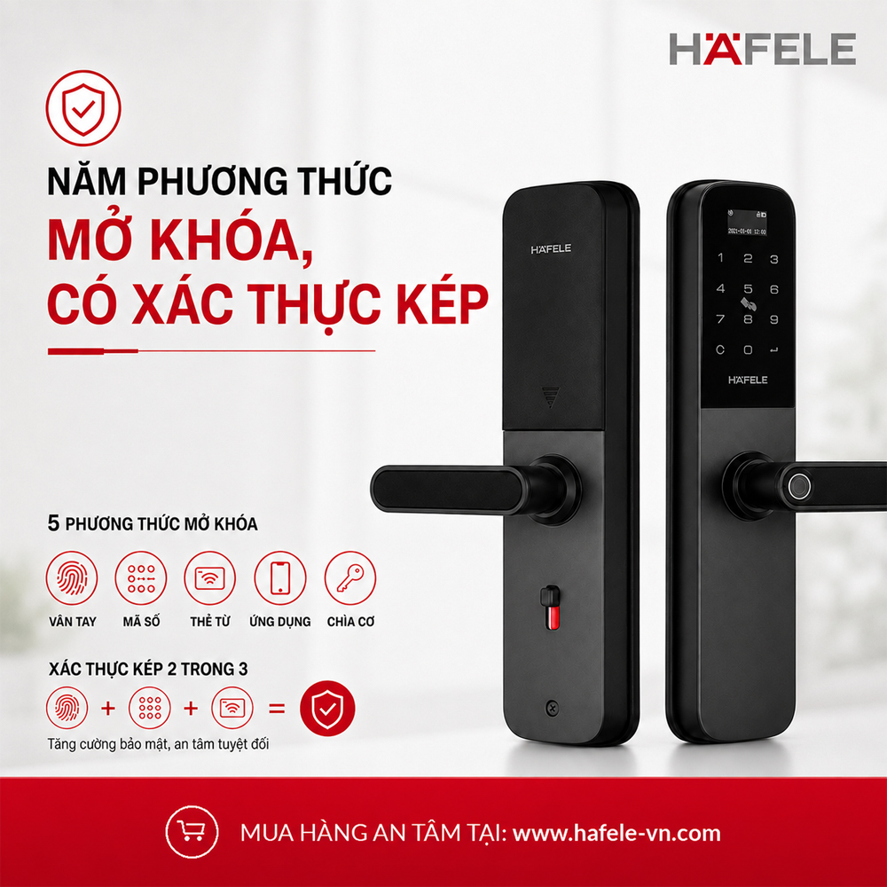 Năm phương thức mở khóa và xác thực kép của Häfele DL6100