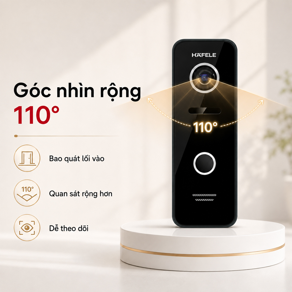 Góc nhìn rộng 110 độ của camera chuông cửa Häfele SVD-700HD