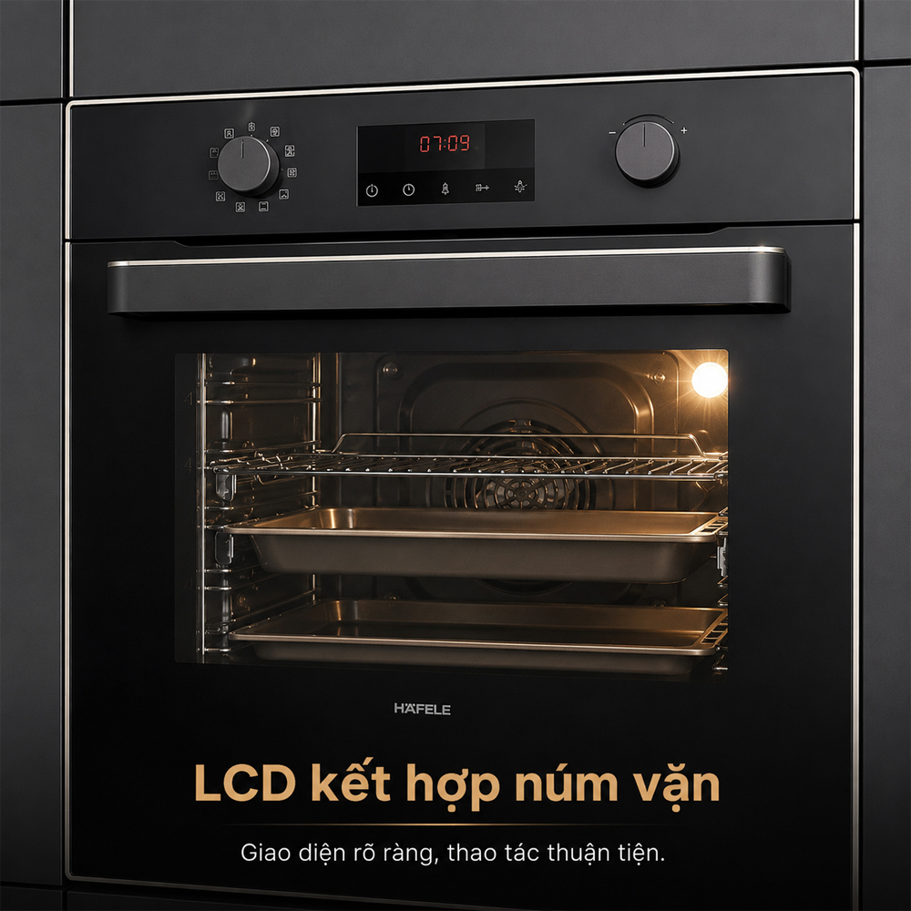 Màn hình LCD và núm vặn trên lò Häfele HO-KT60A9