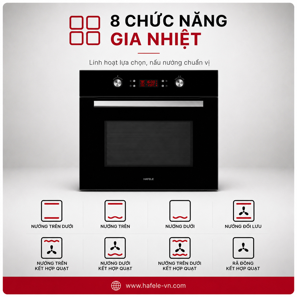 8 chức năng gia nhiệt của lò Häfele HO-2KT65A