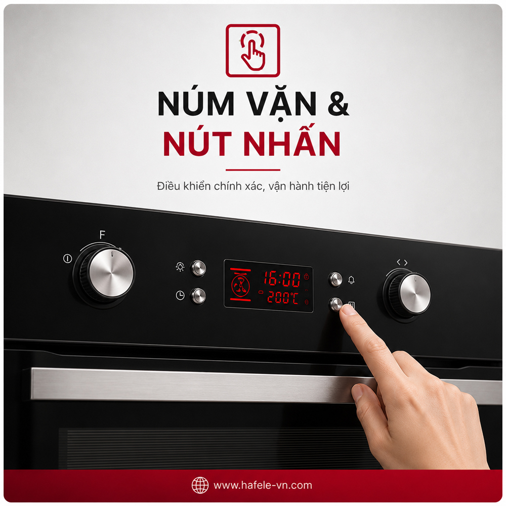 Bảng điều khiển núm vặn và nút nhấn của lò Häfele HO-2KT65A