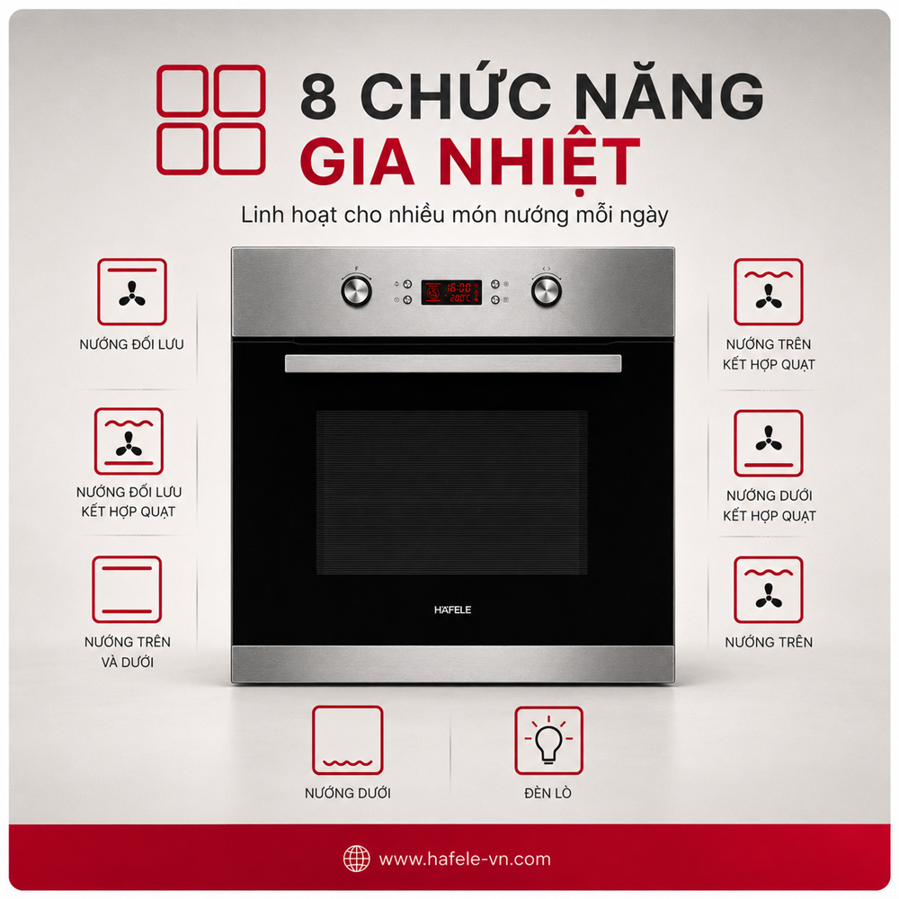 8 chức năng gia nhiệt của lò Häfele HO-4KT70A