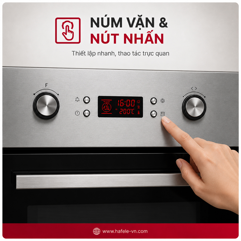 Điều khiển núm vặn và nút nhấn của lò Häfele HO-4KT70A