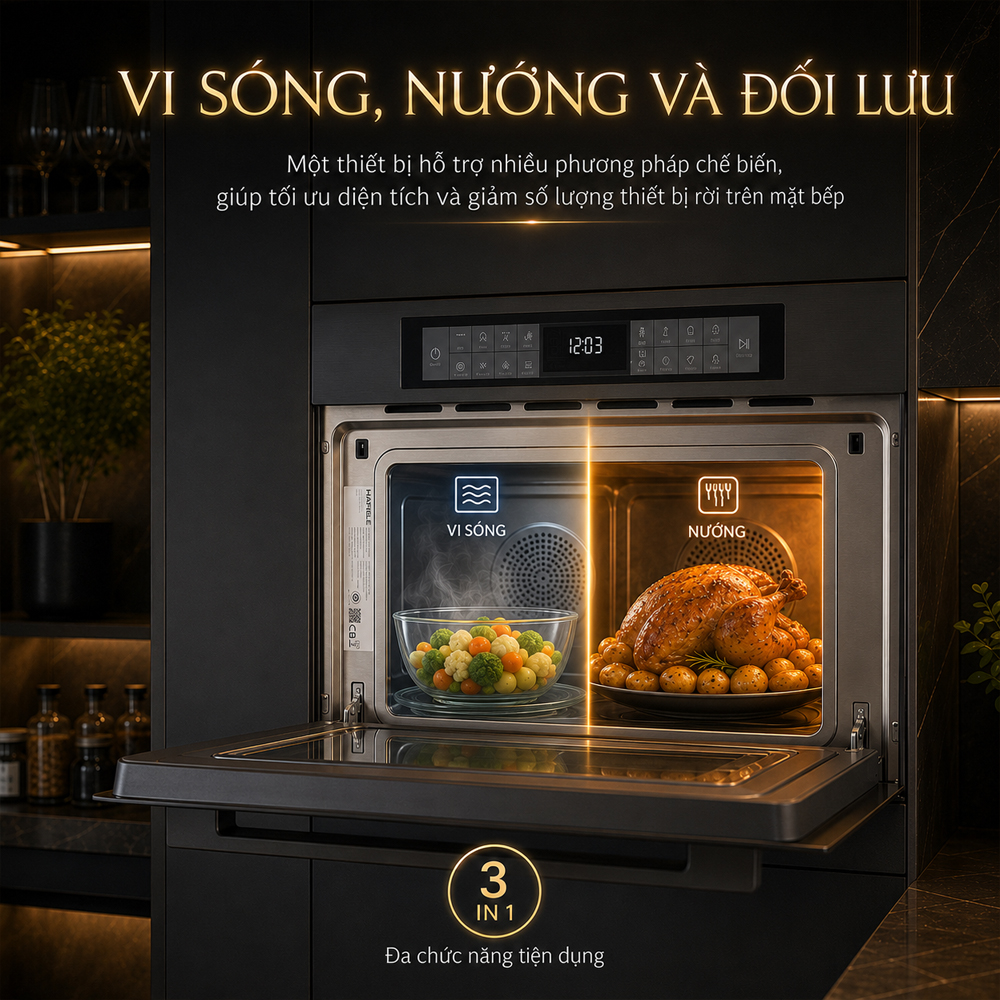 Các chức năng vi sóng nướng và đối lưu của Häfele HC-MWO381B