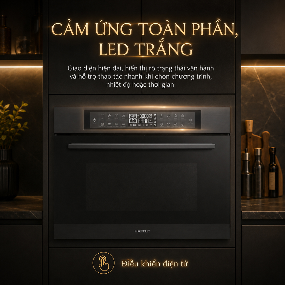 Bảng điều khiển cảm ứng và màn hình LED trắng của Häfele HC-MWO381B