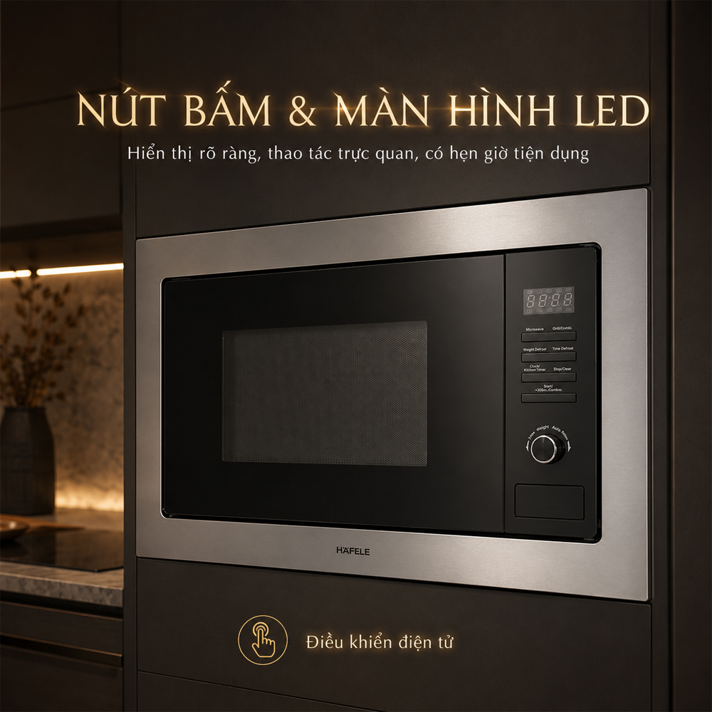 Bảng điều khiển nút bấm và màn hình LED của Häfele HM-B38A