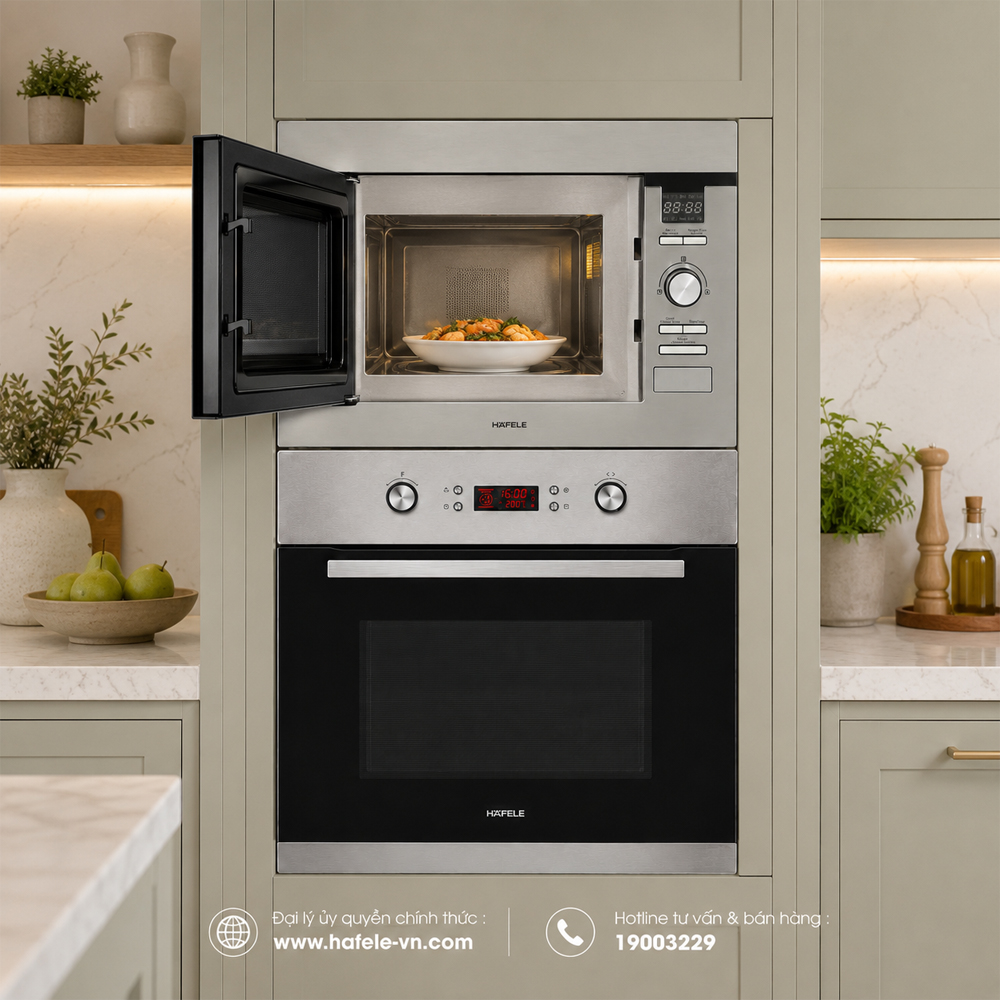 Lò vi sóng kết hợp nướng Häfele HM-B38D trong bếp cần tối ưu mặt bàn