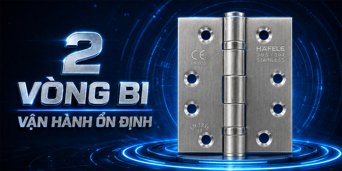 Cấu tạo 2 vòng bi và trục cố định của bản lề Häfele 926.98.040