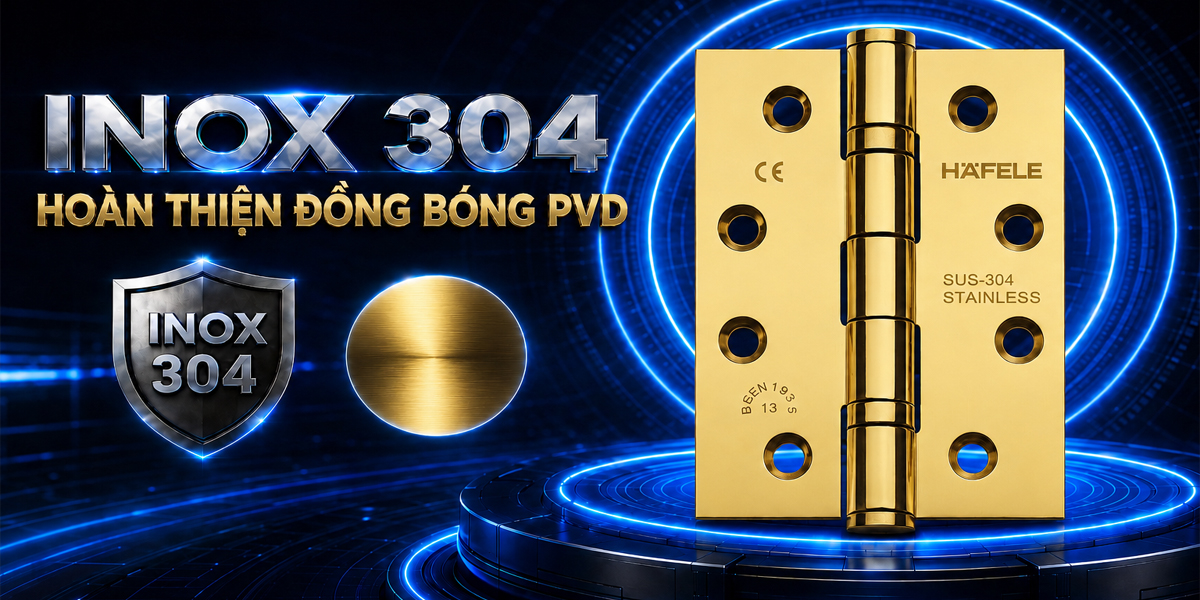 Inox 304 màu đồng bóng phủ PVD của bản lề Häfele 926.98.048