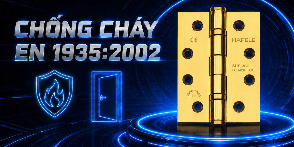 Bản lề Häfele 926.98.048 đạt tiêu chuẩn EN 1935:2002 và phù hợp ứng dụng cửa chống cháy
