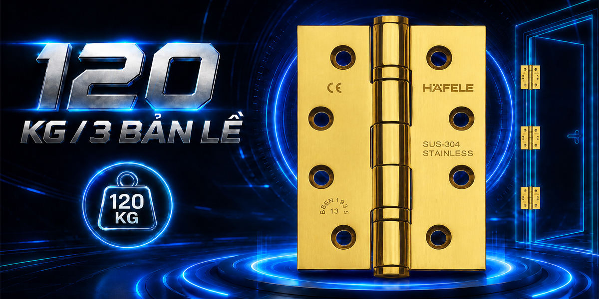 Tải trọng cửa tối đa 120 kg theo cấu hình 2 bản lề Häfele 926.98.048