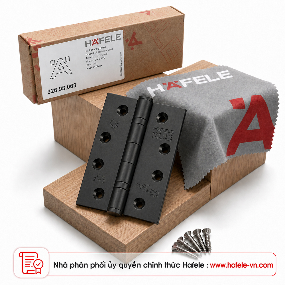 Bản lề lá 2 vòng bi 120kg Häfele 926.98.063 màu đen PVD