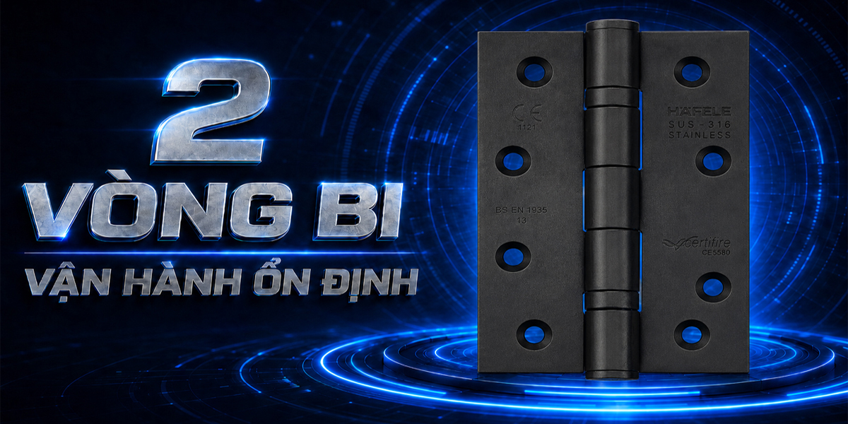 Cấu tạo 2 vòng bi và trục cố định của bản lề Häfele 926.98.133