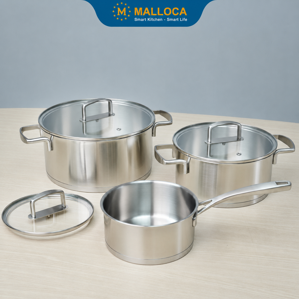 Bộ nồi Malloca SA199 phù hợp nhiều nhu cầu nấu ăn gia đình