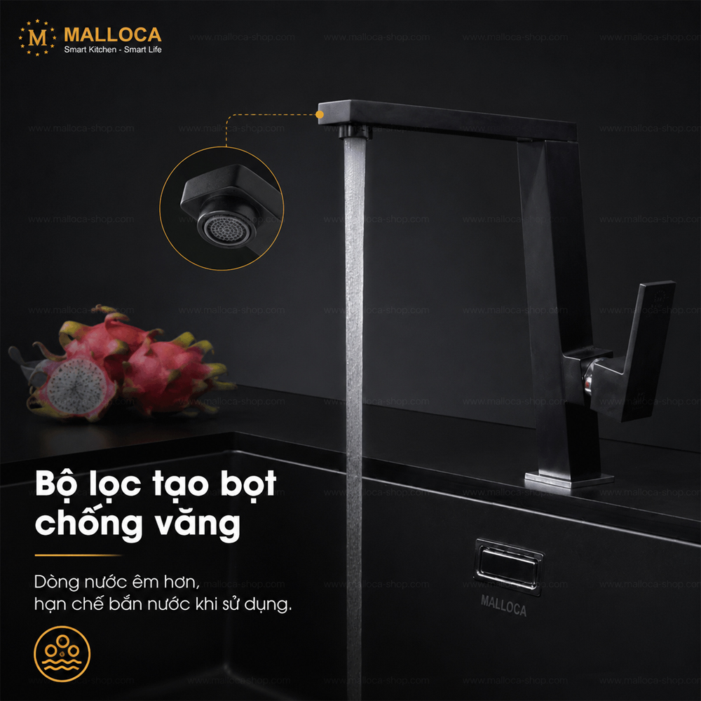 Vòi rửa chén Malloca K131BL 2 đường nước nóng lạnh