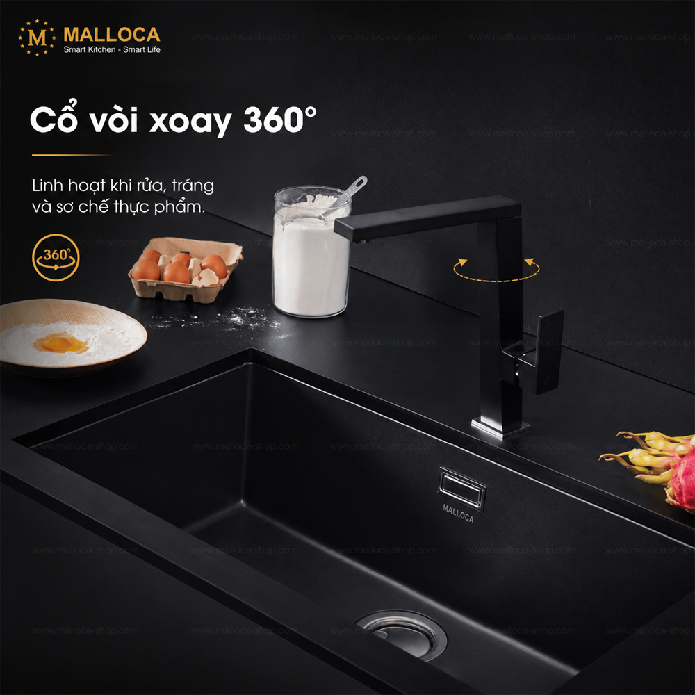 Cổ vòi Malloca K131BL xoay 360 độ chống văng nước