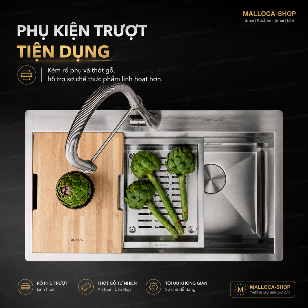 Phụ kiện chậu rửa chén Malloca Slide MS1162R