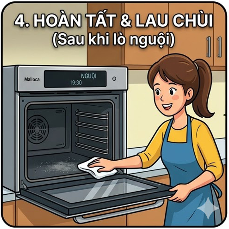 Bước 4 lau sạch tro cặn sau khi lò nguội