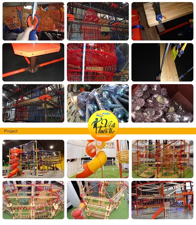 Hình ảnh nguyên liệu sản xuất khu vui chơi liên hoàn thử thách trên cao