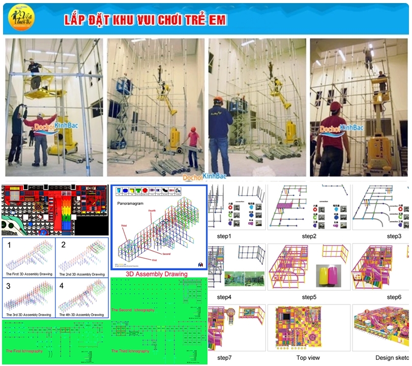 Công tác thi công lắp đặt khu vui chơi trẻ em tại Đồ chơi Kinh bắc