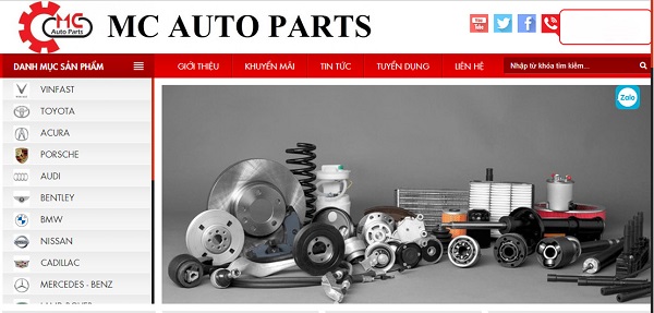 Website cửa hàng phụ tùng ô tô TP.HCM