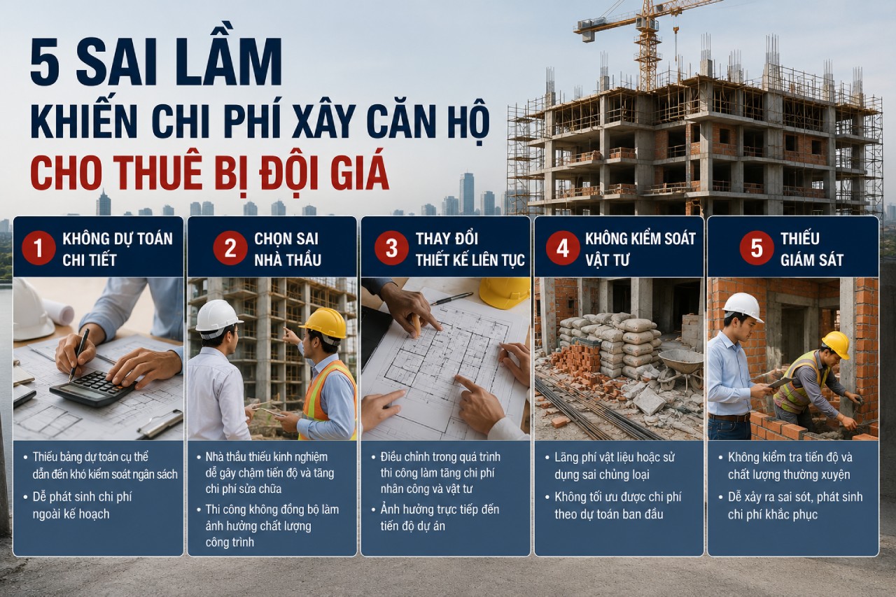 5 sai lầm khiến chi phí xây căn hộ cho thuê bị đội giá