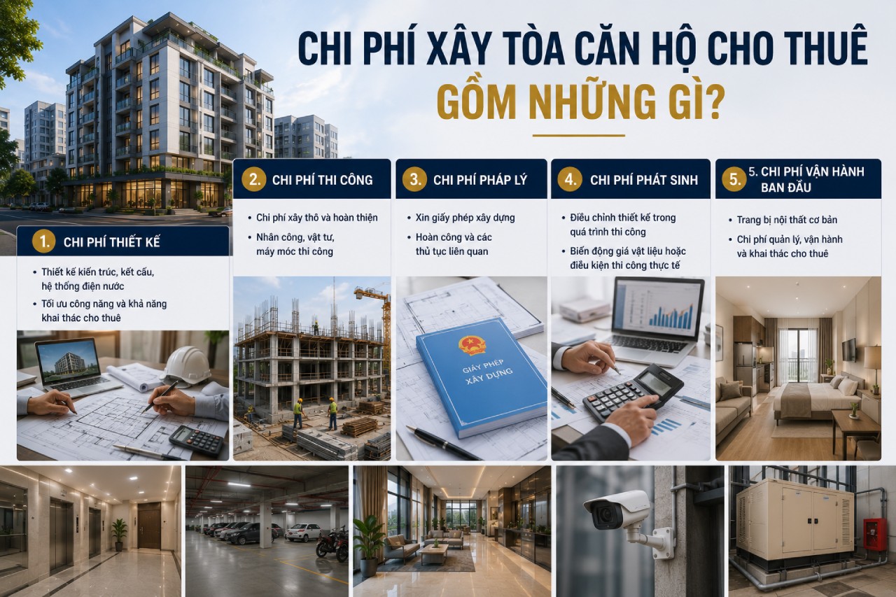 Chi phí xây tòa căn hộ cho thuê gồm những gì?