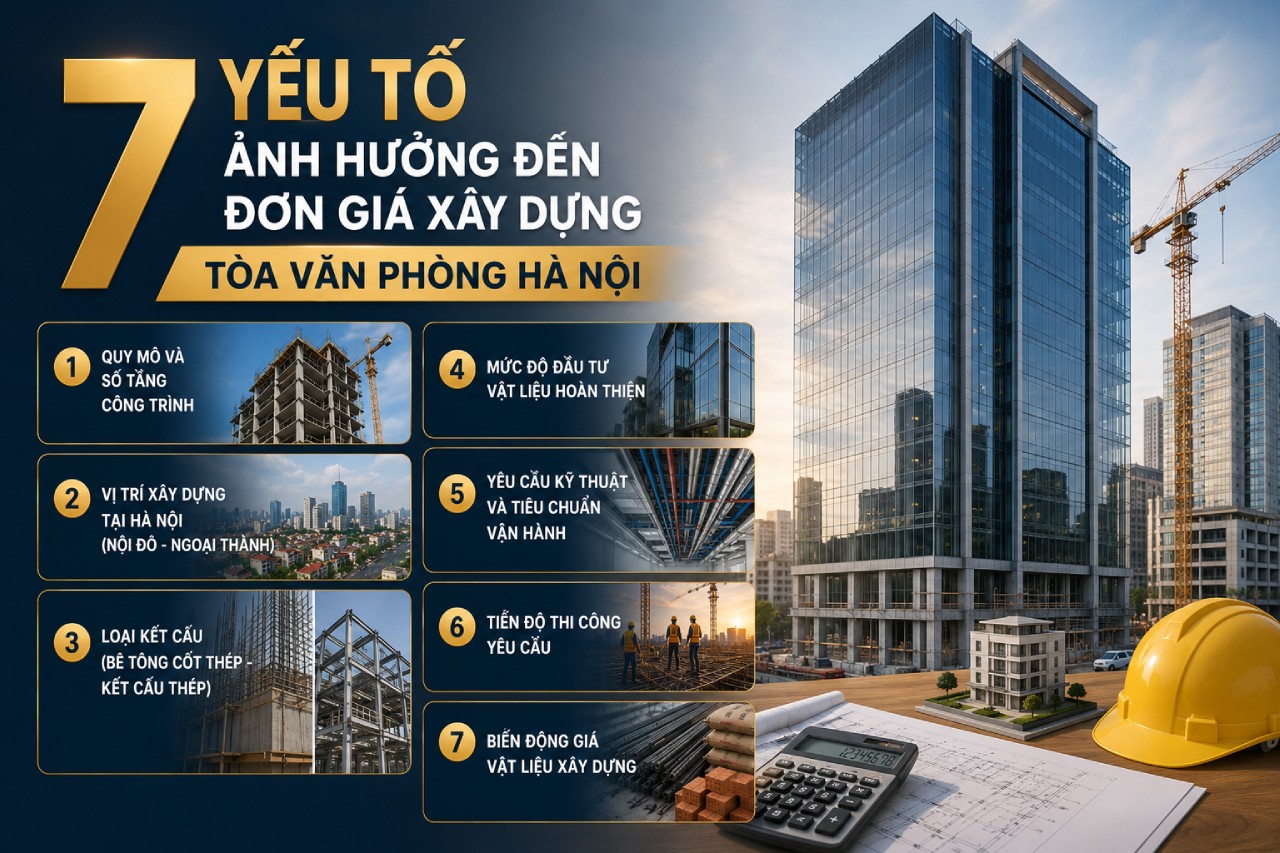 7 yếu tố ảnh hưởng đến đơn giá xây dựng tòa văn phòng Hà Nội