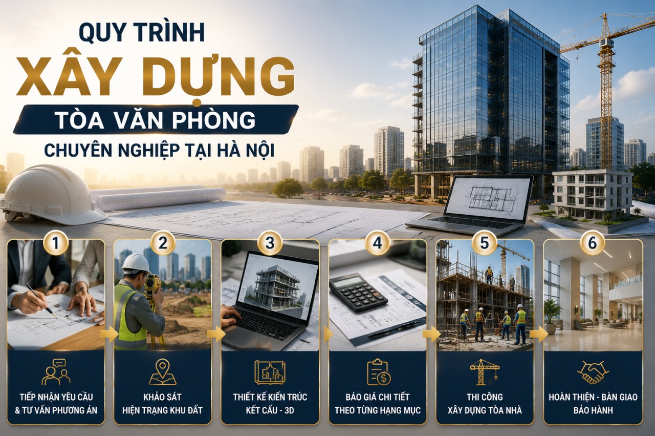 Quy trình xây dựng tòa văn phòng chuyên nghiệp tại Hà Nội