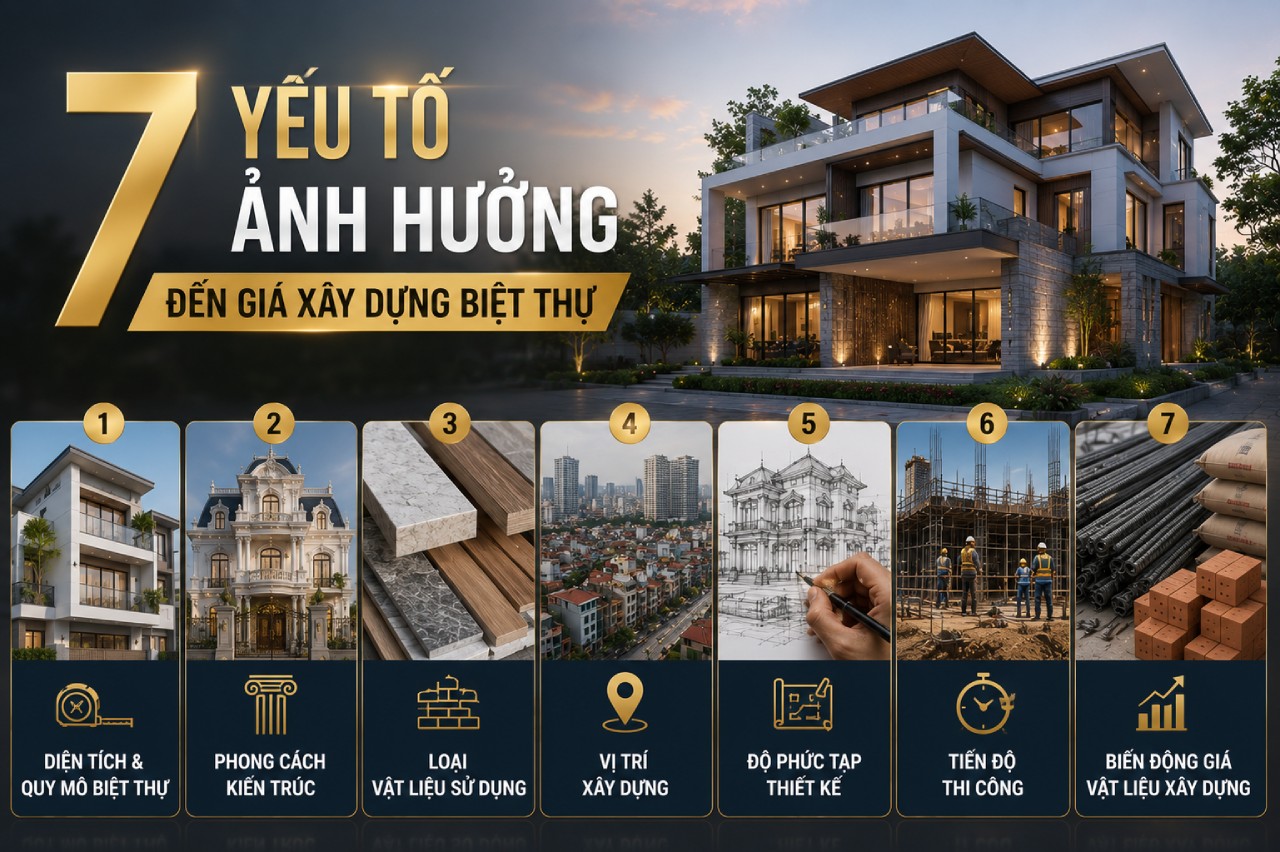 7 yếu tố ảnh hưởng đến giá xây dựng biệt thự