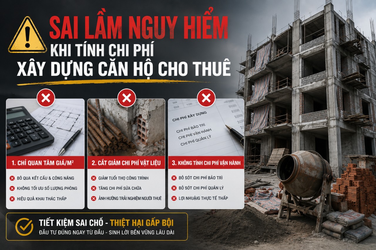 Sai lầm nguy hiểm khi tính chi phí xây dựng căn hộ cho thuê thực tế