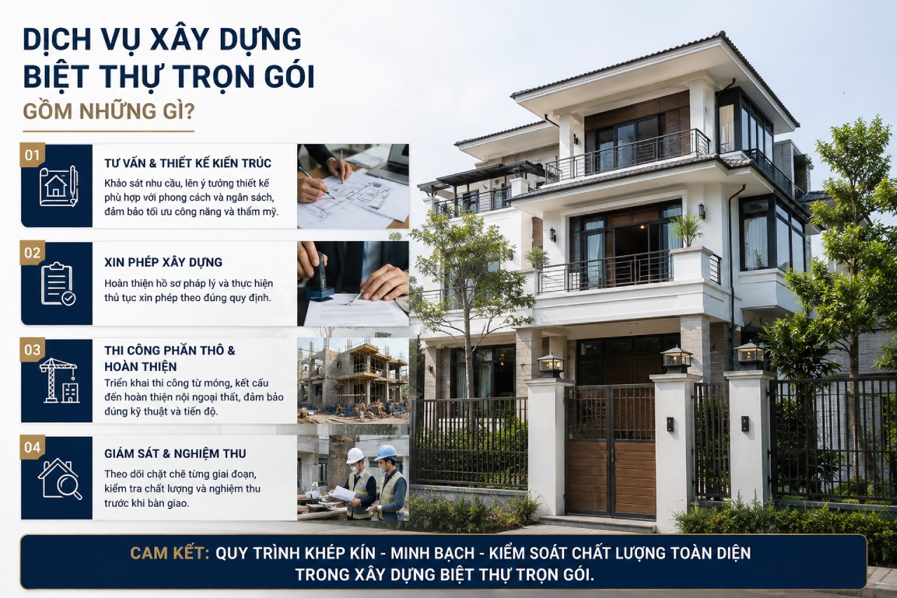 Dịch vụ xây dựng biệt thự trọn gói gồm những gì