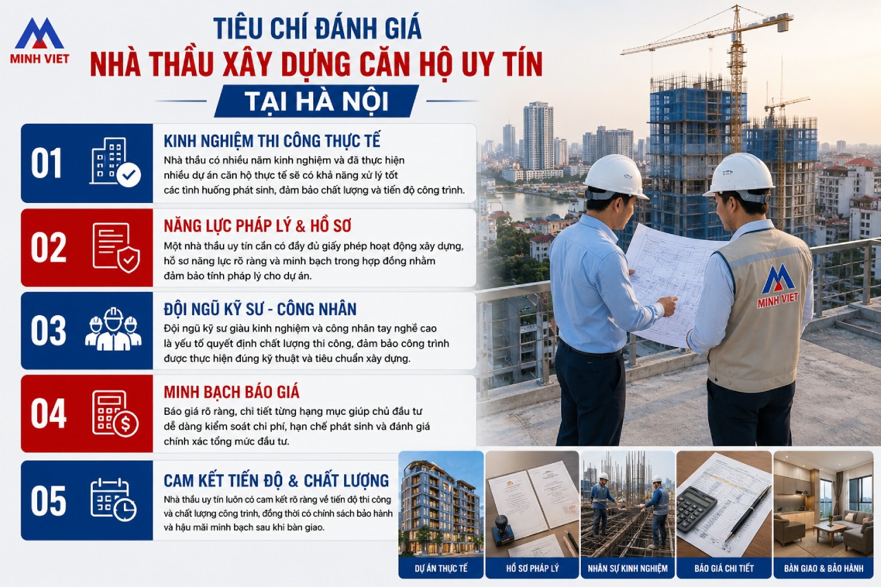 Tiêu chí đánh giá nhà thầu xây dựng căn hộ uy tín tại Hà Nội