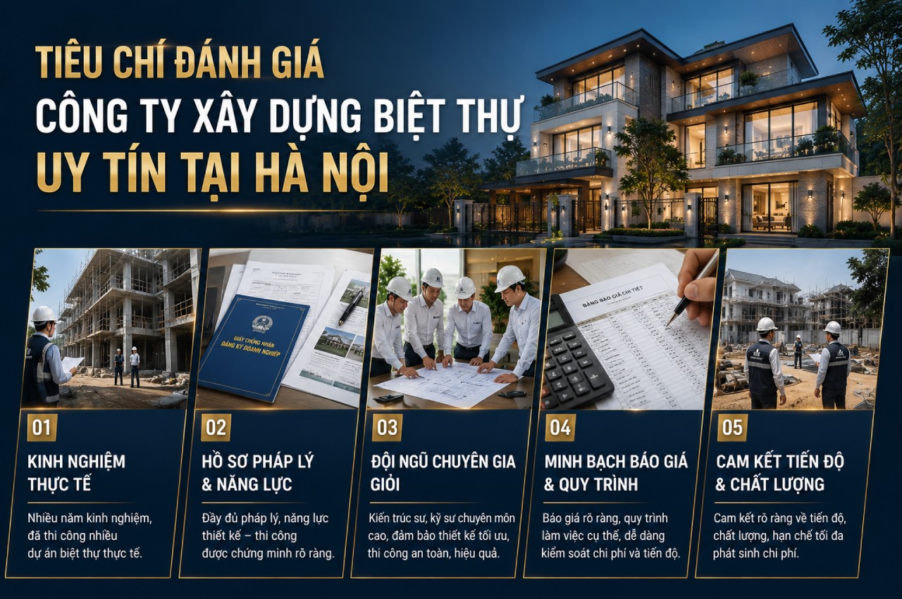 Tiêu chí đánh giá công ty xây dựng biệt thự uy tín tại Hà Nội