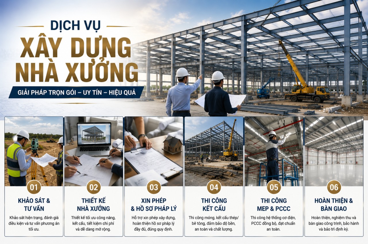 Dịch vụ của công ty xây dựng nhà xưởng uy tín gồm những gì