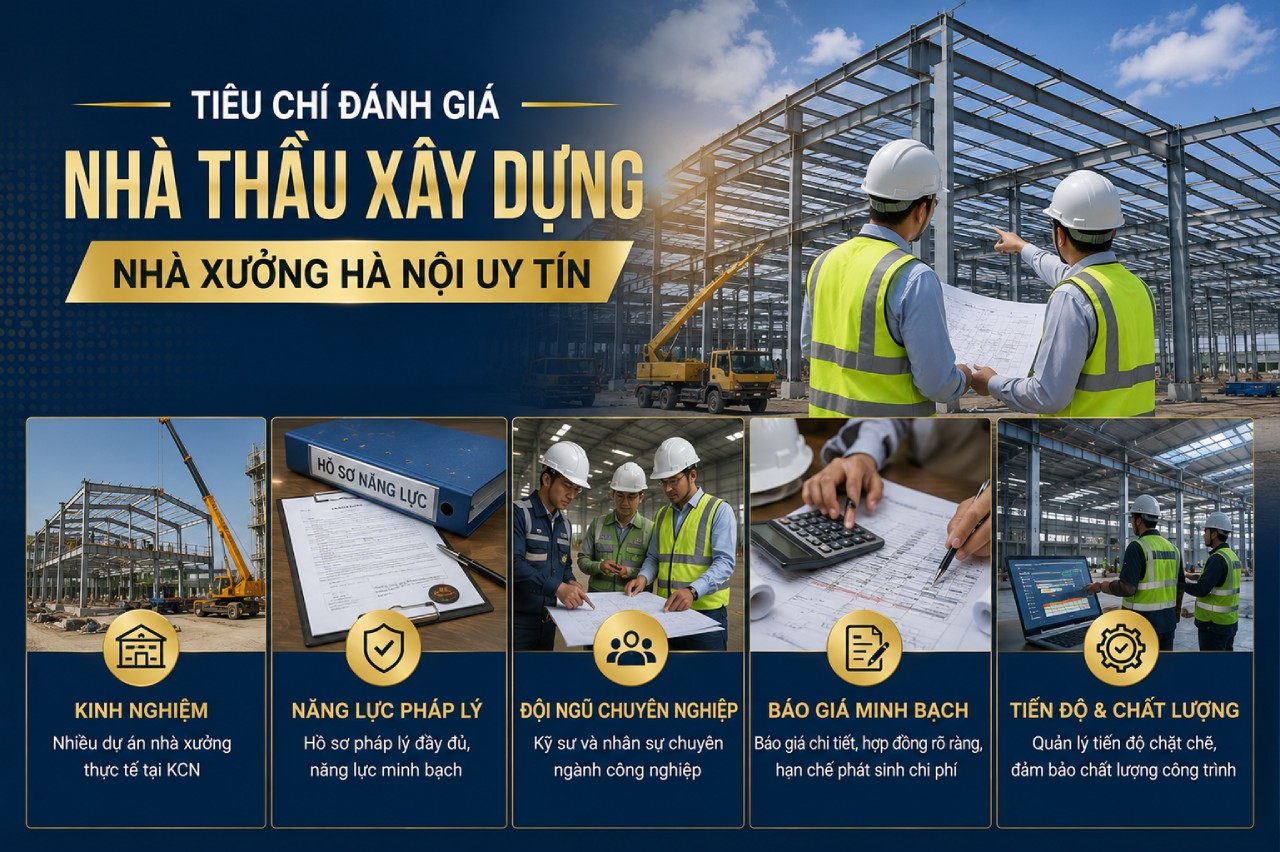 Tiêu chí đánh giá nhà thầu xây dựng nhà xưởng Hà Nội uy tín