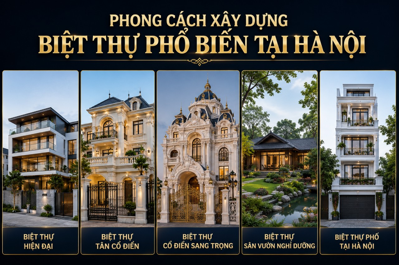 Các phong cách xây dựng biệt thự phổ biến tại Hà Nội