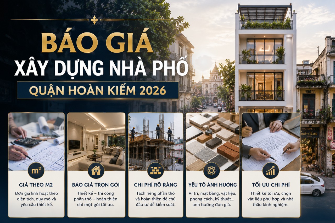 Báo giá xây dựng nhà phố Quận Hoàn Kiếm mới nhất 2026