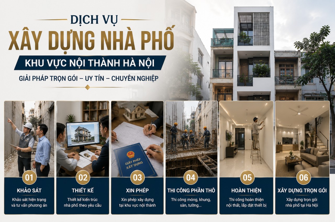 Dịch vụ xây dựng nhà phố khu vực nội thành Hà Nội gồm những gì