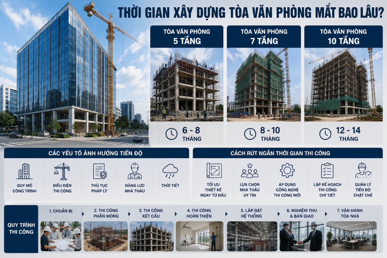 Thời Gian Xây Dựng Tòa Văn Phòng Mất Bao Lâu?