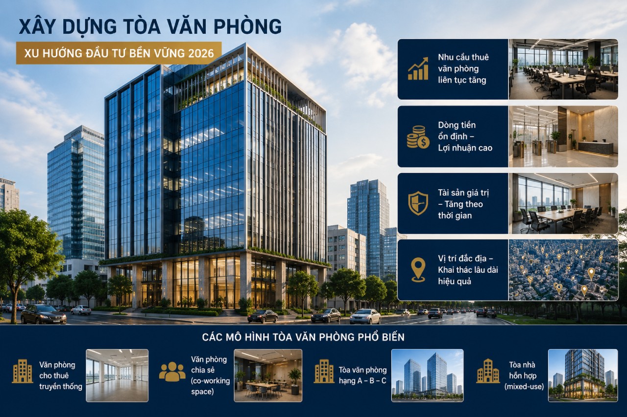Xây Dựng Tòa Văn Phòng - Xu Hướng Đầu Tư Bền Vững 2026