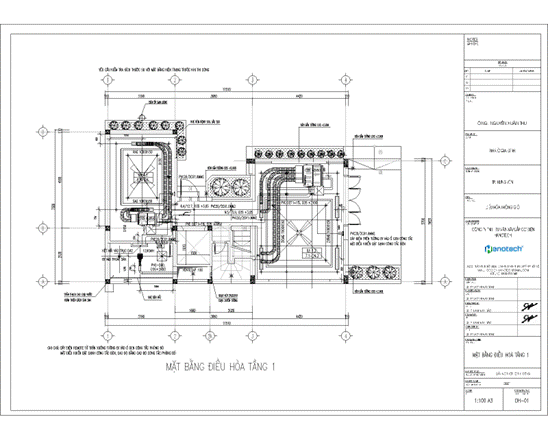Bản vẽ thiết kế mặt bằng điều hoà tầng 1