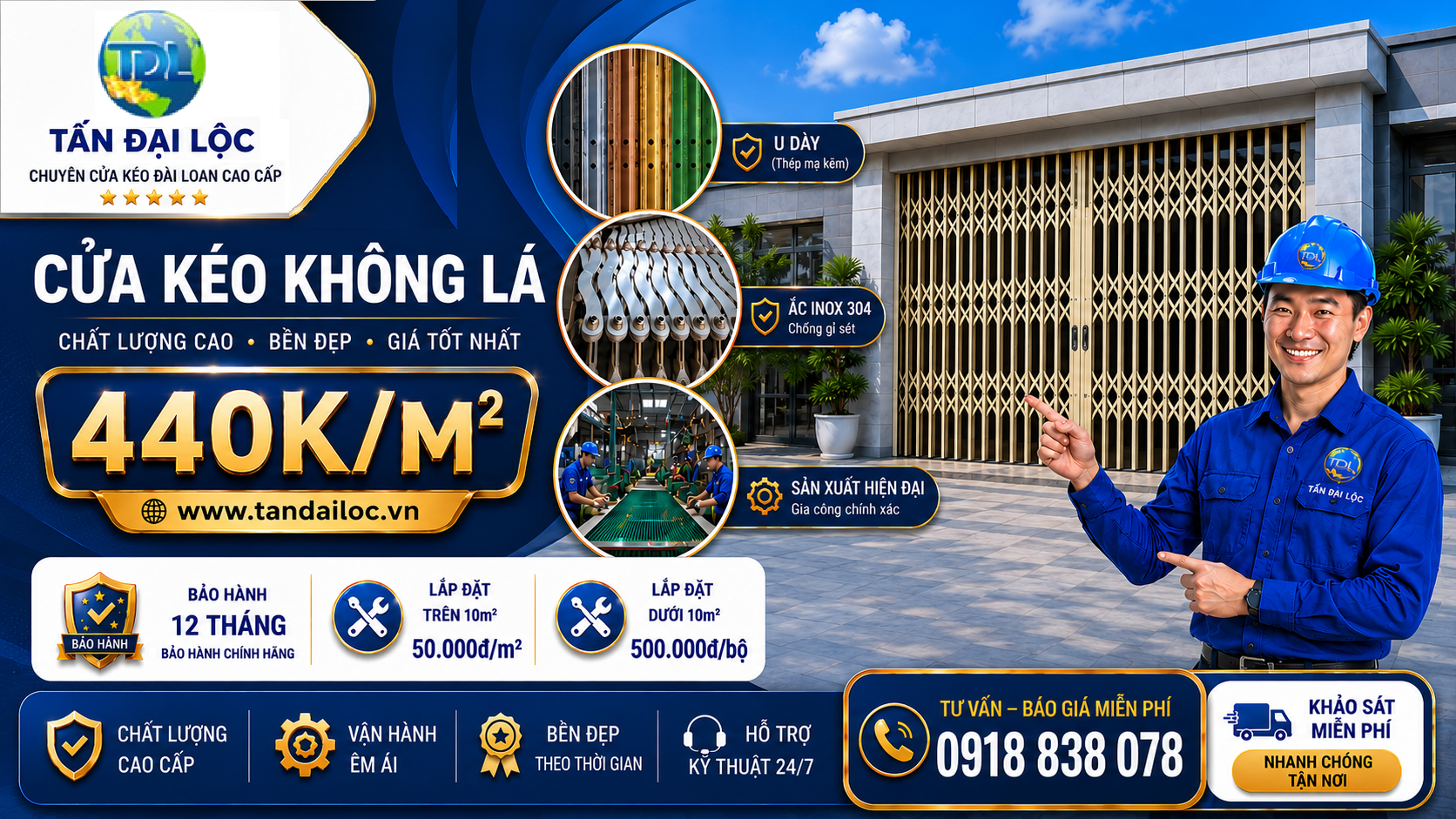 GIÁ CỬA KÉO ĐÀI LOAN KHÔNG LÁ RẺ NHẤT TPHCM 2026