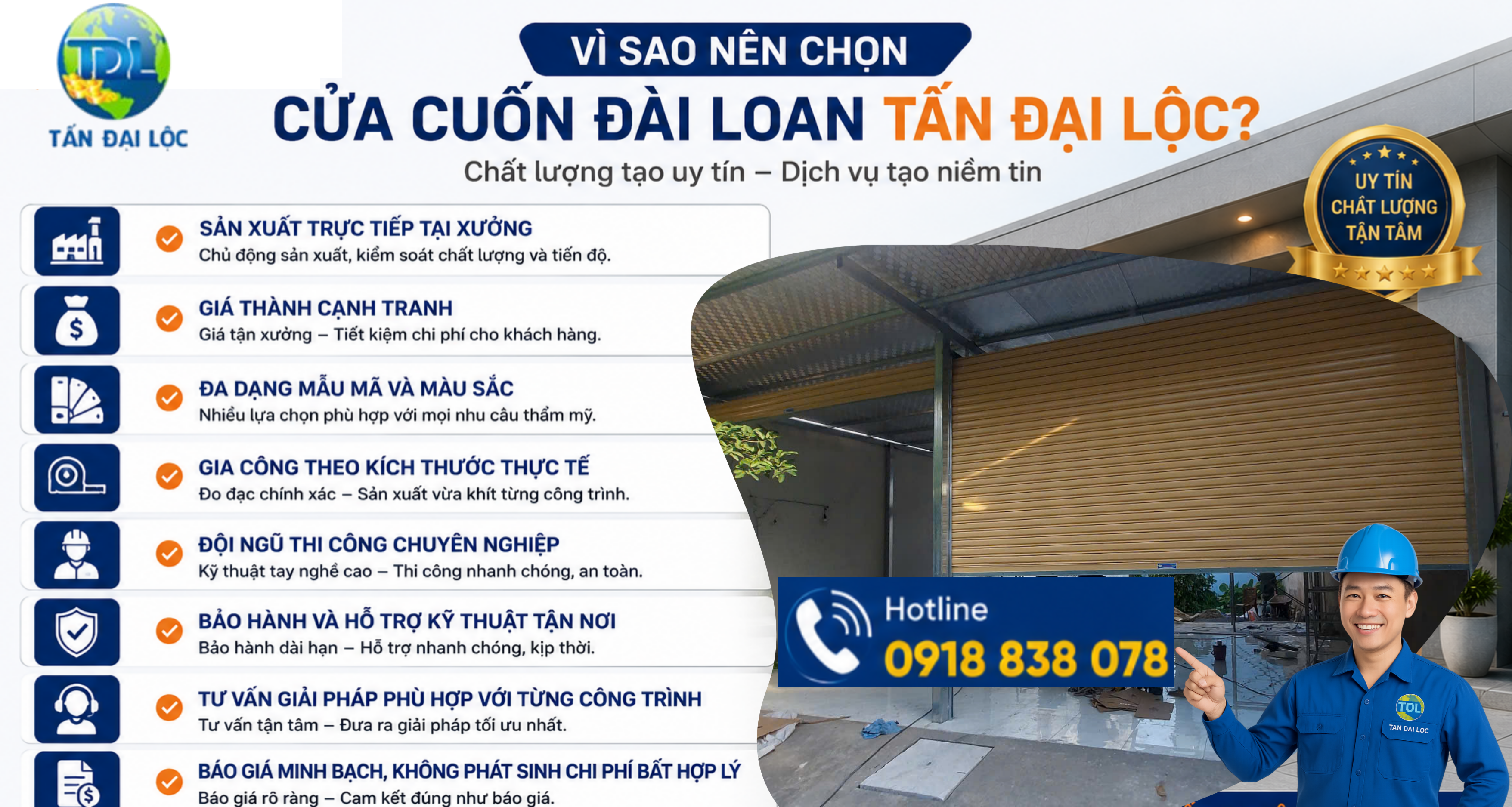 Cửa cuốn Đài Loan uy tín giá rẻ Tấn Đại Lộc