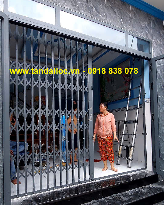 Cửa kéo sơn tĩnh điện công nghệ Đức không lá sơn màu Xingfa