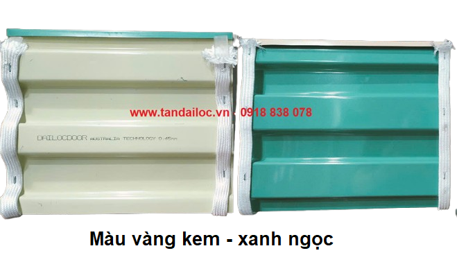 cửa cuốn tấm liền công nghệ Úc dailocdooor xanh ngọc - kem